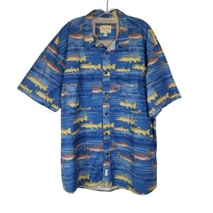 Cabela's Fishing Mesh Vent Short Sleeve Collared Shirt Blue Size 2XL